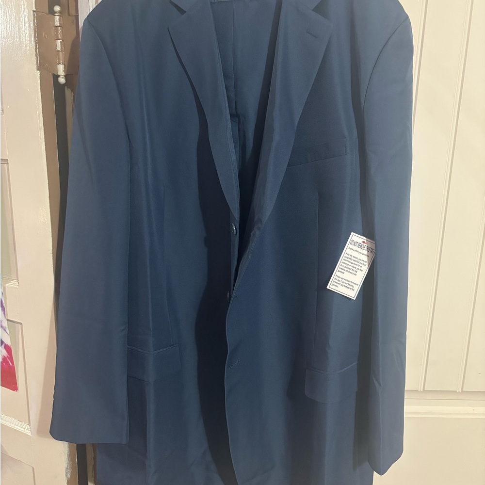 New King Size brand KS Signature Men's Blue Suit 60L jacket 42x40 unhemmed pants